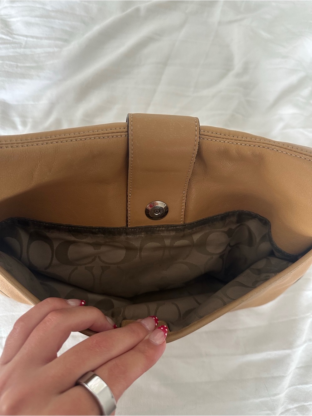 Vintage Y2K Coach Cowhide Leather Tan Soho Flap Shoulder Bag - Picture 10 of 15